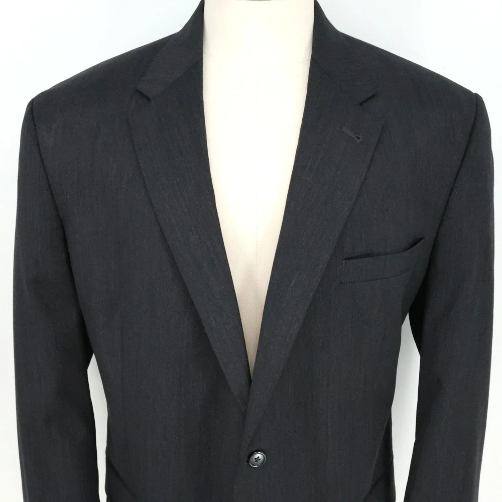 Jos A Bank Sport Coat Mens 48R Signature Charcoal Gray Wool Jacket Lined Career